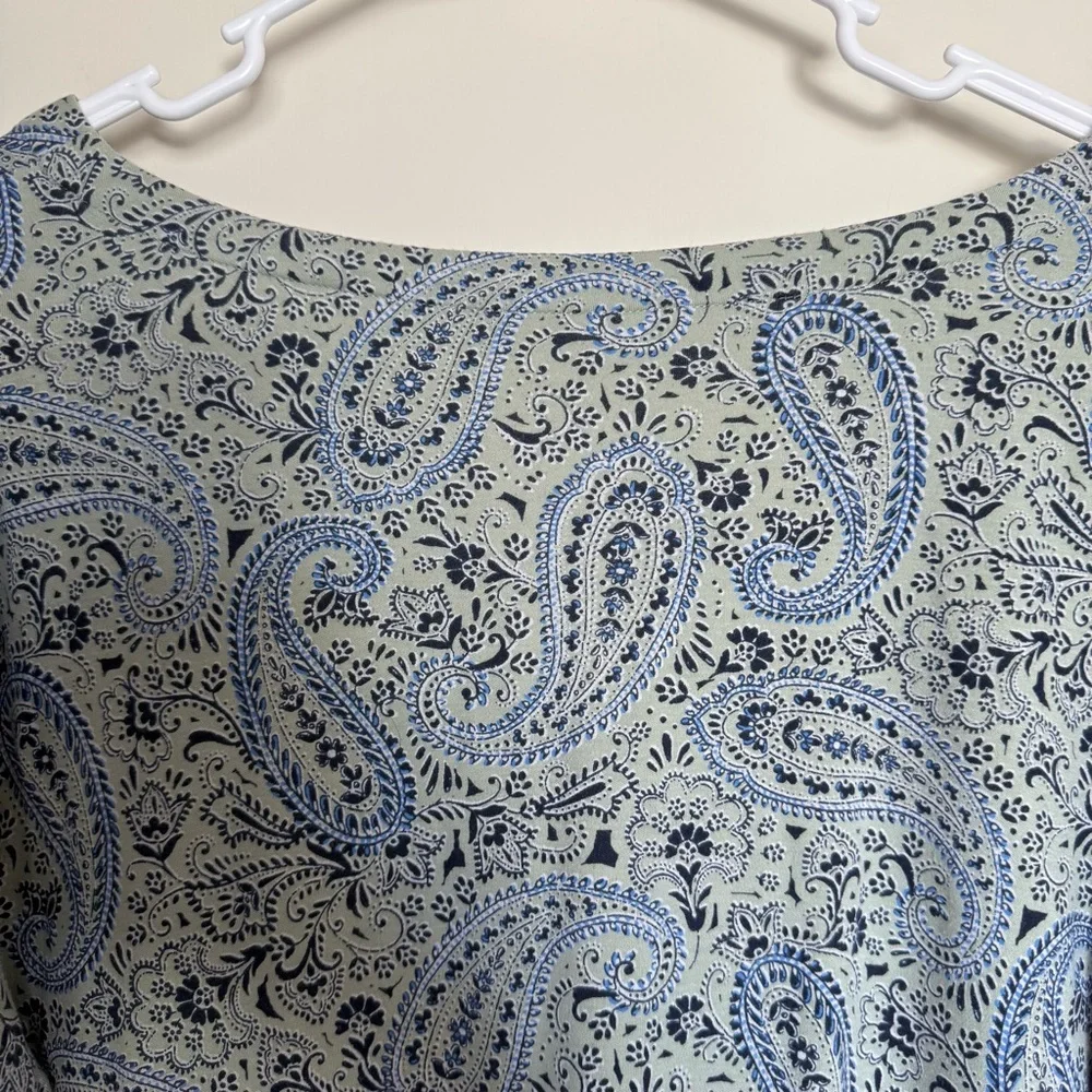 J Jill Simply Supima Cotton Paisley V Neck Tunic Women XL Long Sleeve Side Slit - Picture 5 of 10